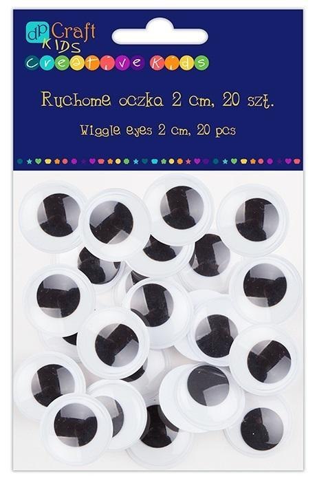 Samoprzylepne ruchome oczka 2cm 20szt Samoprzylepne ruchome oczka 2cm 20szt