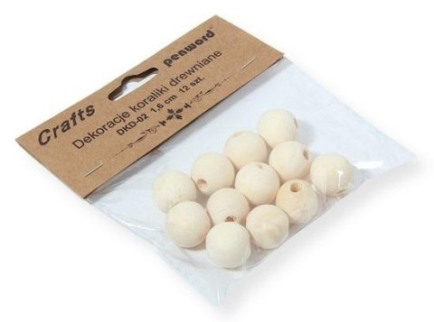 Dekoracje koraliki drewniane 16mm 12szt Dekoracje koraliki drewniane 16mm 12szt