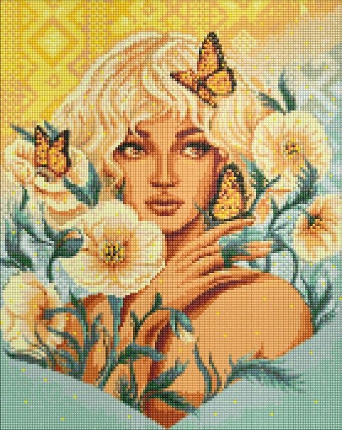 Diamentowa mozaika - Dziewczyna z motylami 40x50cm Diamentowa mozaika - Dziewczyna z motylami 40x50cm
