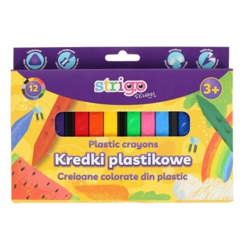 Kredki plastikowe trójkątne 12 kolorów STRIGO