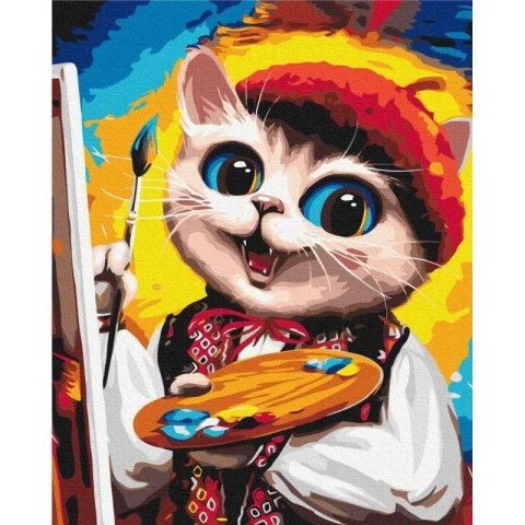 Malowanie po numerach - Kotek Artysta 40x50cm Malowanie po numerach - Kotek Artysta 40x50cm
