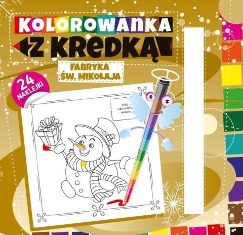 Kolorowanka z kredką. Fabryka św. Mikołaja w.2