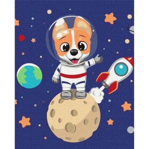 Malowanie po numerach - Pies astronauta 40x50cm Malowanie po numerach - Pies astronauta 40x50cm
