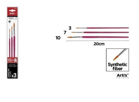 Pędzle syntetyczne okrągłe 3szt