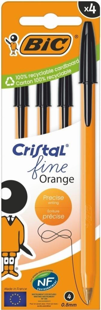 Długopis Orange Fine Cristal 4szt czarny BIC