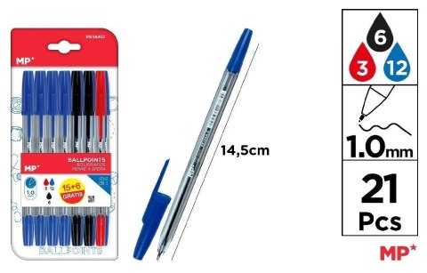 Długopis 1.0mm 21szt MIX Długopis 1.0mm 21szt MIX