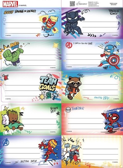 Naklejki na zeszyty pasek Avengers Naklejki na zeszyty pasek Avengers