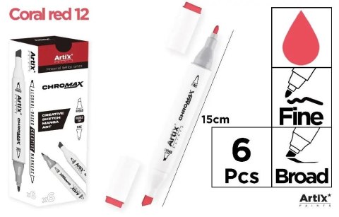 Marker Chromax z 2 końcówk. coral red 12 (6szt) Marker Chromax z 2 końcówk. coral red 12 (6szt)