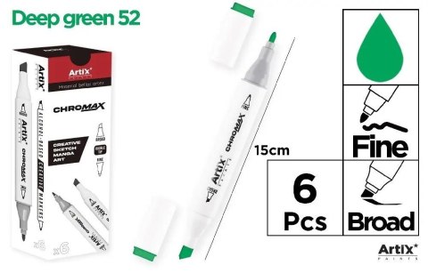 Marker Chromax z 2 końcówk. deep green 52 (6szt) Marker Chromax z 2 końcówk. deep green 52 (6szt)
