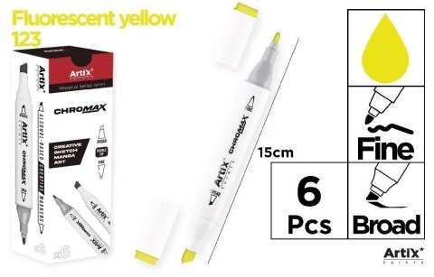 Marker Chromax z 2 końcówk. fluor yellow 123(6szt) Marker Chromax z 2 końcówk. fluor yellow 123(6szt)