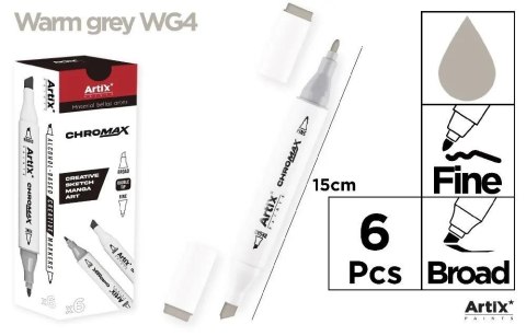 Marker Chromax z 2 końcówk. warm grey WG4 (6szt) Marker Chromax z 2 końcówk. warm grey WG4 (6szt)
