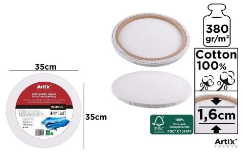 Podobrazie okrągłe 35x35x1.6cm 380G/m2 Podobrazie okrągłe 35x35x1.6cm 380G/m2