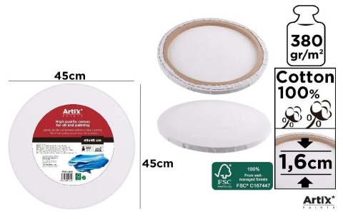 Podobrazie okrągłe 45x45x1.6cm 380G/m2 Podobrazie okrągłe 45x45x1.6cm 380G/m2