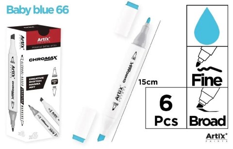 Marker Chromax z 2 końcówk. baby blue 66 (6szt)