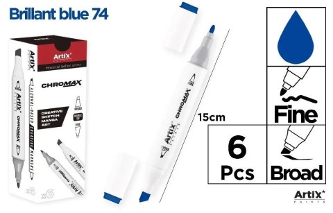 Marker Chromax z 2 końcówk brilliant blue 74 (6szt