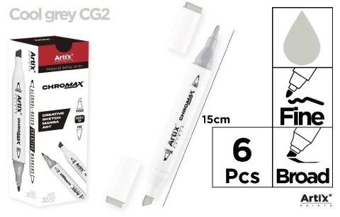 Marker Chromax z 2 końcówk. cool grey CG2 (6szt) Marker Chromax z 2 końcówk. cool grey CG2 (6szt)