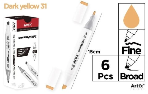 Marker Chromax z 2 końcówk. dark yellow 31 (6szt) Marker Chromax z 2 końcówk. dark yellow 31 (6szt)