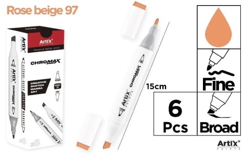 Marker Chromax z 2 końcówk. rose beige 97 (6szt) Marker Chromax z 2 końcówk. rose beige 97 (6szt)