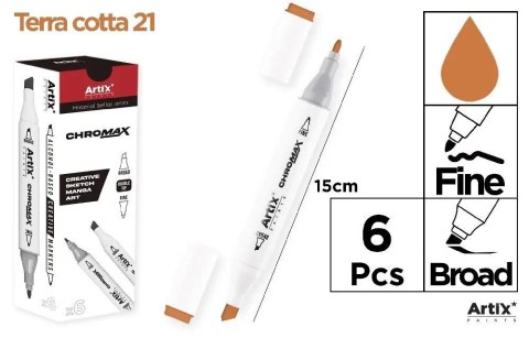 Marker Chromax z 2 końcówk. terra cotta 21 (6szt) Marker Chromax z 2 końcówk. terra cotta 21 (6szt)