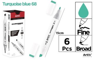 Marker Chromax z 2 końcówk turquoise blue 68 (6szt