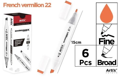 Marker Chromax z 2 końcówk. vermilion 22 (6szt) Marker Chromax z 2 końcówk. vermilion 22 (6szt)