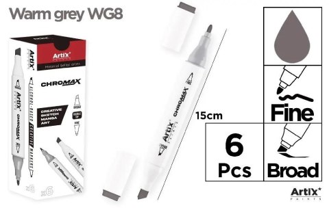 Marker Chromax z 2 końcówk. warm grey WG8 (6szt) Marker Chromax z 2 końcówk. warm grey WG8 (6szt)