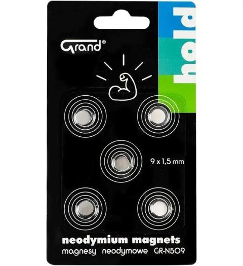 Magnesy neodymowe GR-N509 9mm 5szt GRAND