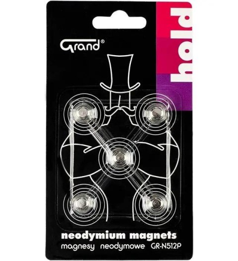 Magnesy neodymowe z uchwytem 12mm 5szt GRAND