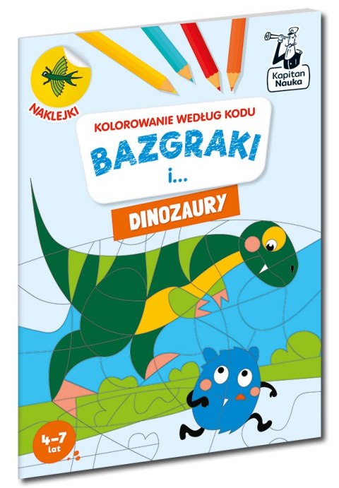 Bazgraki i dinozaury. Kolorowanie według kodu. Kapitan Nauka. Bazgraki