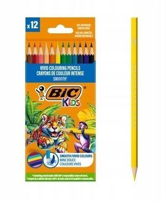 Kredki drewniane Kids Smooth ECO 12szt BIC