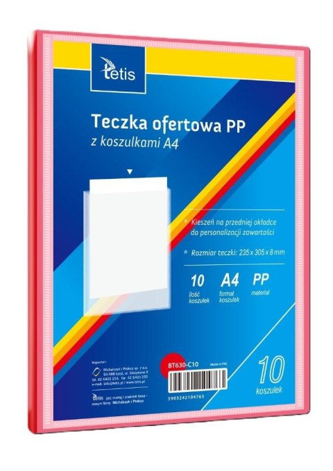 Teczka ofertowa A4 PP + 10 koszulek czerwona