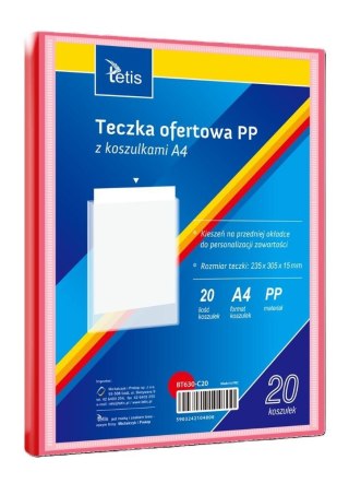 Teczka ofertowa A4 PP + 20 koszulek czerwona