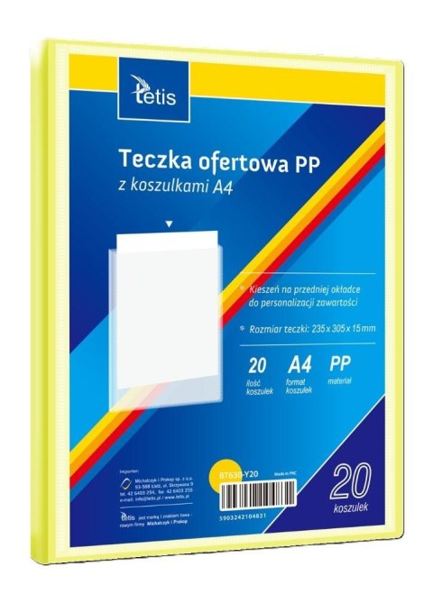 Teczka ofertowa A4 PP + 20 koszulek żółta