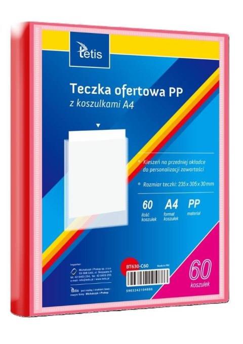 Teczka ofertowa A4 PP + 60 koszulek czerwona