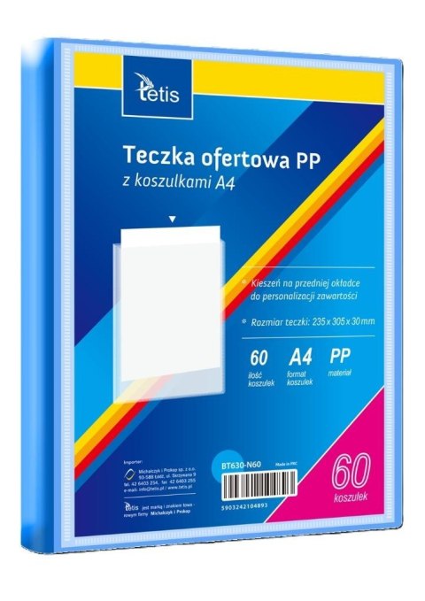 Teczka ofertowa A4 PP + 60 koszulek niebieska