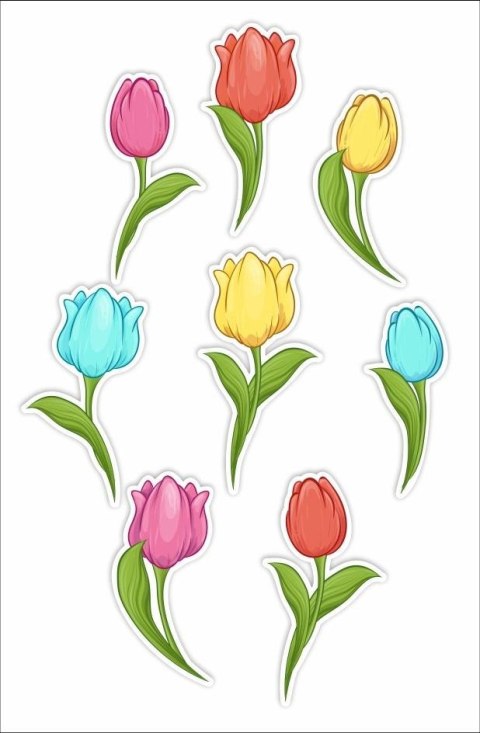 Dekoracje okienne dwustronne - Tulipany 02 8szt Dekoracje okienne dwustronne - Tulipany 02 8szt
