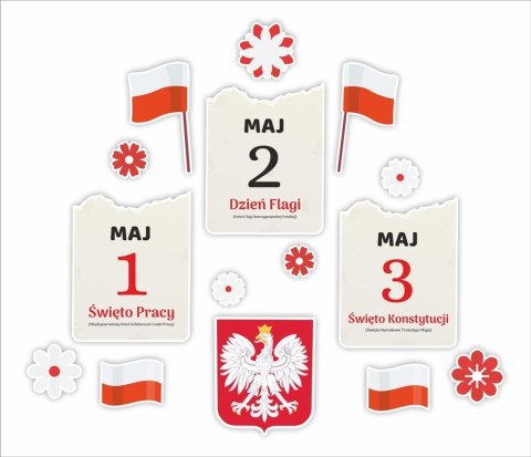 Dekoracje okienne dwustronne - Święto majowe 15szt Dekoracje okienne dwustronne - Święto majowe 15szt