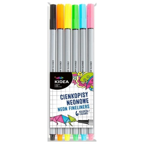 Cienkopisy neonowe 6 kolorów KIDEA Cienkopisy neonowe 6 kolorów KIDEA