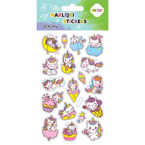 Naklejki 3D Puffy Unicorns 10x20cm HAPPY COLOR Naklejki 3D Puffy Unicorns 10x20cm HAPPY COLOR