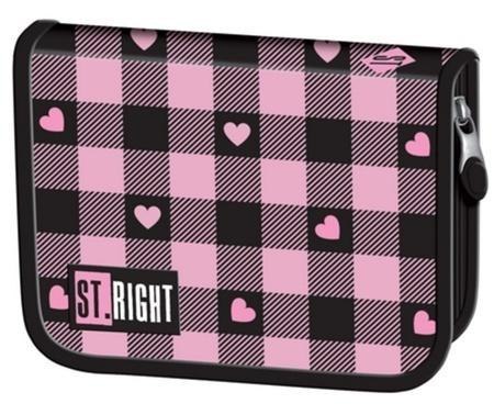 Piórnik dwuklapkowy bez wyposażenia Pink Checkered Piórnik dwuklapkowy bez wyposażenia Pink Checkered
