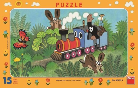Puzzle 15 Ramkowe Krecik i ciuchcia DINO Puzzle 15 Ramkowe Krecik i ciuchcia DINO