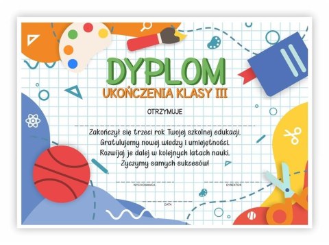 Dyplom A4 ukończenia klasy trzeciej - Zeszyt 30szt Dyplom A4 ukończenia klasy trzeciej - Zeszyt 30szt