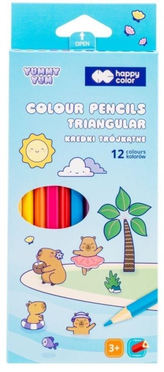 Kredki drewniane trójkątne Yummy Yum 12 kolorów
