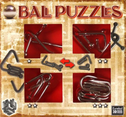 Łamigłówki metalowe Ball Puzzles zestaw czerwony 4 szt.