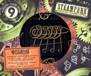 Łamigłówki metalowe Steampunk zestaw czerwony 9 szt.