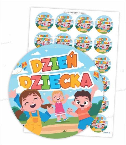 Naklejki Dzień Dziecka - Radość 40mm 24szt Naklejki Dzień Dziecka - Radość 40mm 24szt