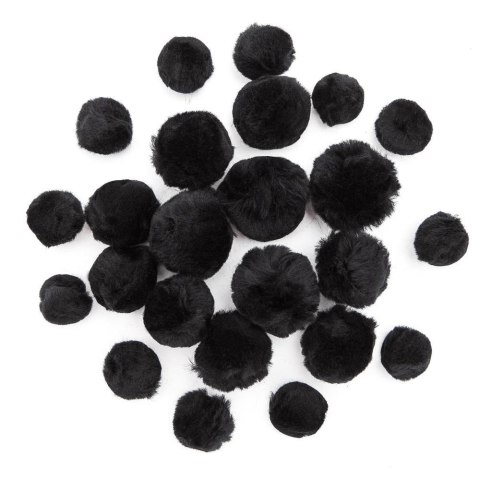 Pompony akrylowe mix czarne 24szt Pompony akrylowe mix czarne 24szt