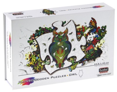 Puzzle 137 drewniane kolorowe Sowa