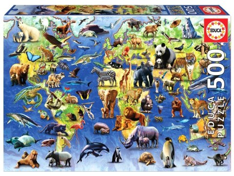 Puzzle 500 Mapa świata 100 zagrożonych gatunków... Puzzle 500 Mapa świata 100 zagrożonych gatunków...