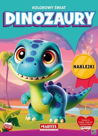 Ko0lorowanka Kolorowy świat Dinozaury z naklejkami